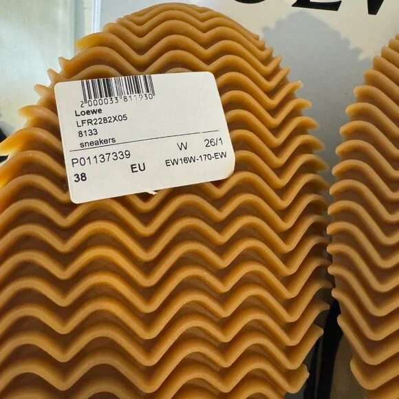 Loewe Flow Runner 2.0 Sneakers Gold Black Suede Nylon EU 38 US 8 LFR2282X05 - Picture 8 of 15